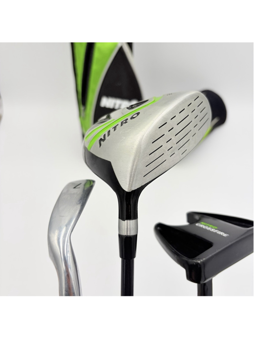 Nitro Crossfire Junior Golf Set 3 Club 31in Driver 7 Iron Putter Bag RH Kids
